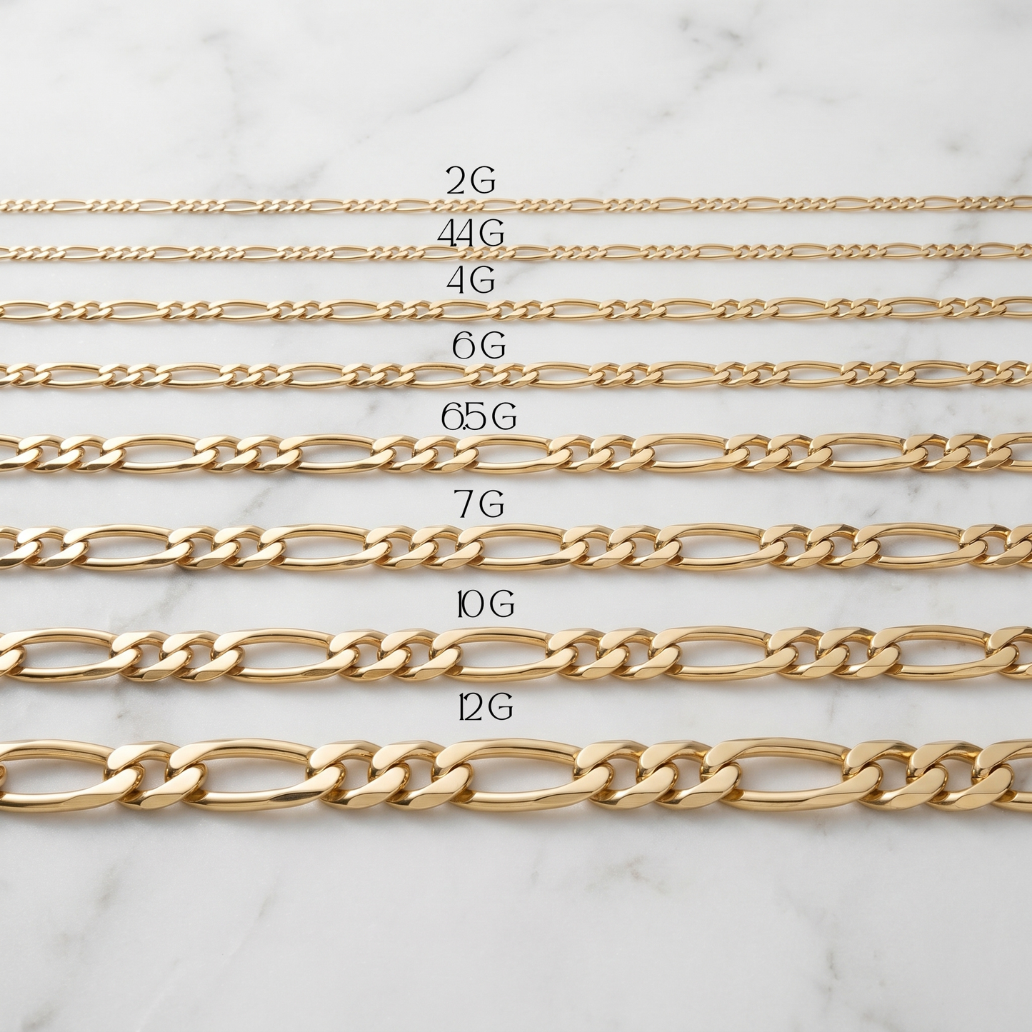 18K Solid Gold Figaro Link Chain Necklace