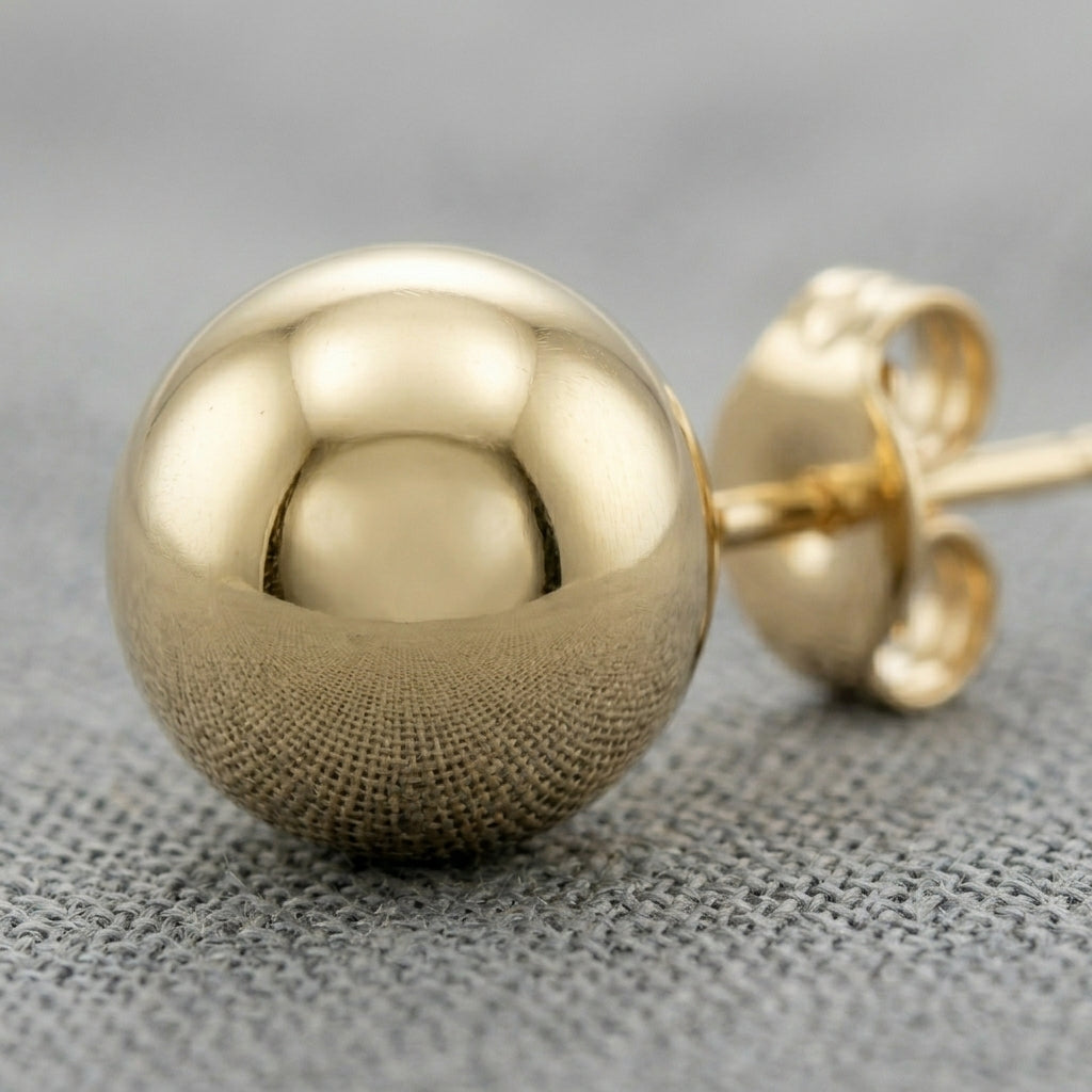 18K Gold High-Polish Ball Stud Earrings