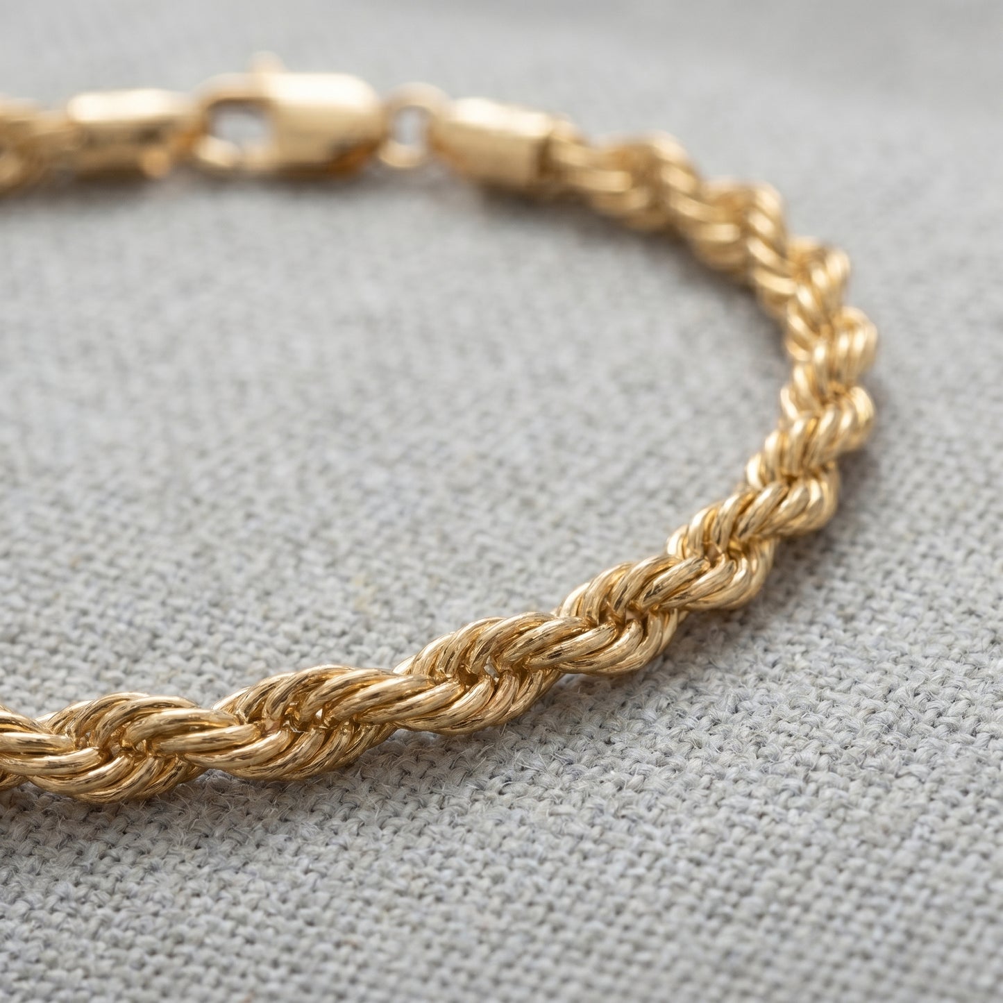 18K Solid Gold Rope Chain Bracelet