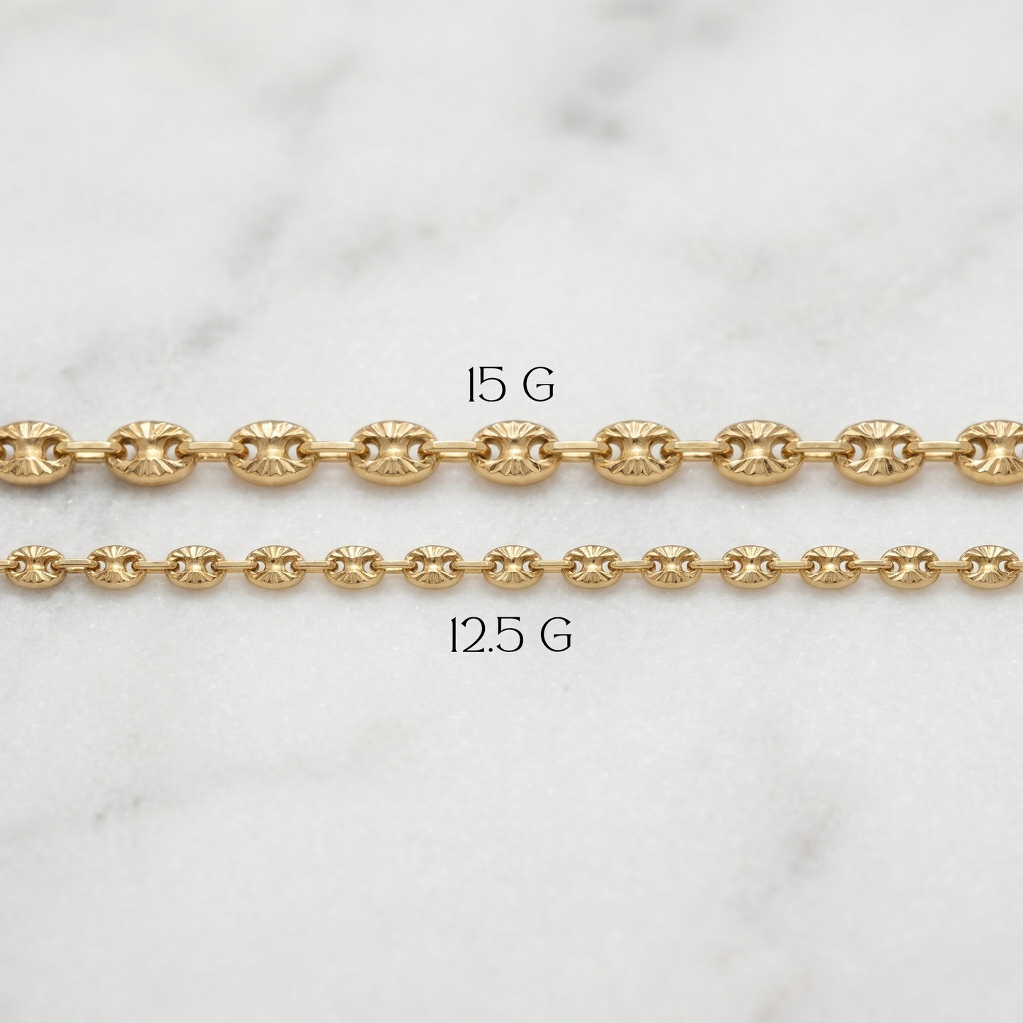 18K Gold Diamond-Cut GCC Italian Style Marina Chain Necklace