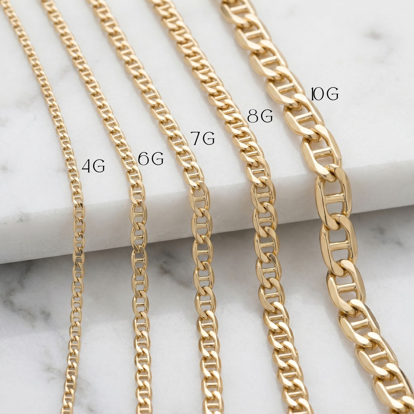 18K Gold High-Polish GCC Italian Style Marina Chain Necklace