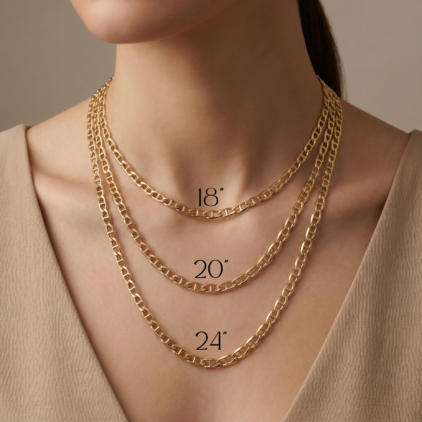 18K Gold High-Polish GCC Italian Style Marina Chain Necklace