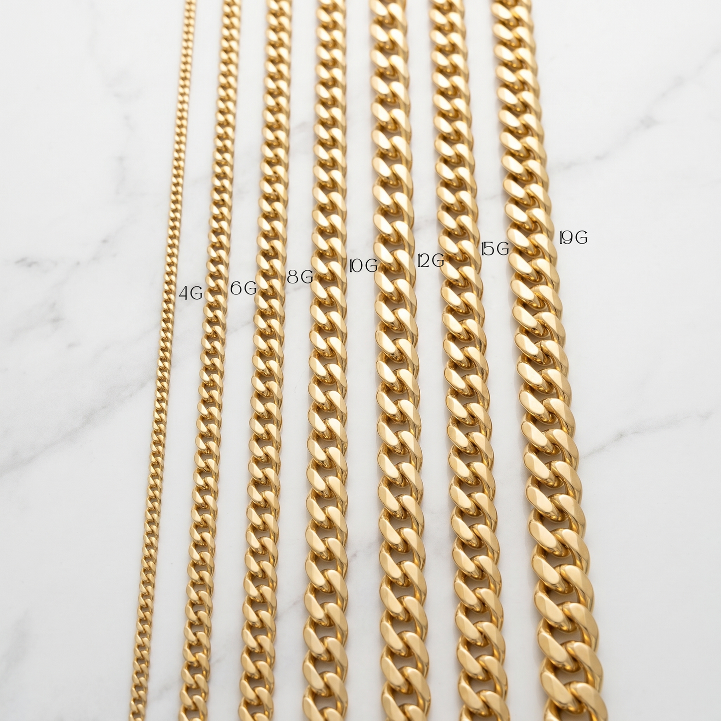 18K Solid Gold Miami Cuban Link Chain Necklace