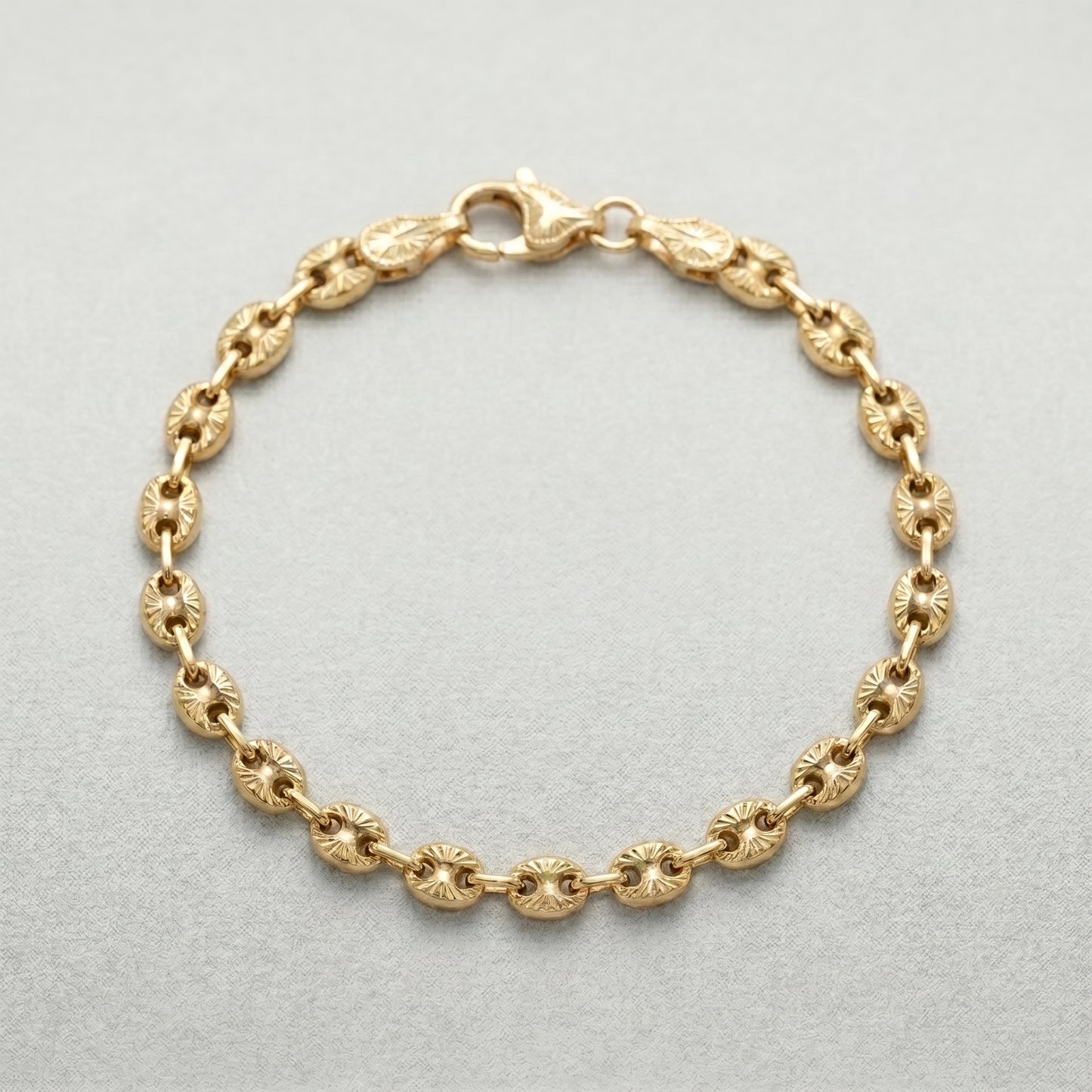 18K Gold Diamond-Cut GCC Italian style Marina Chain Bracelet