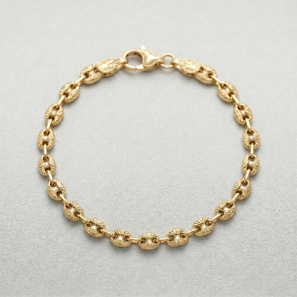 18K Gold Diamond-Cut GCC Italian style Marina Chain Bracelet