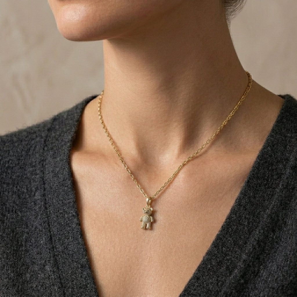 18K Gold Teddy Bear Pendant