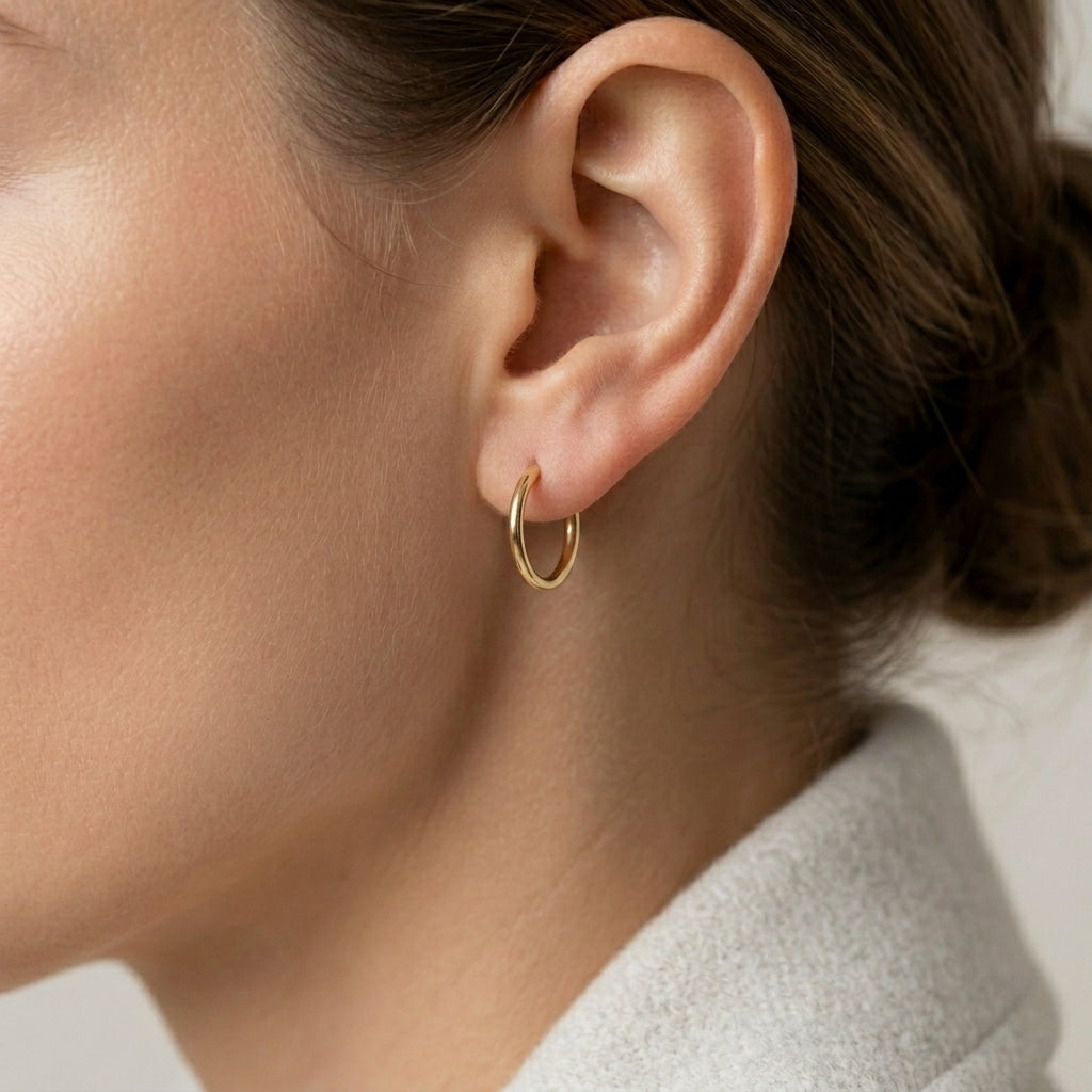 18K Gold Safety Pin Mini Hoop Earrings