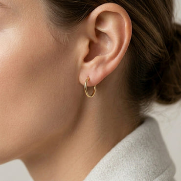 18K Gold Safety Pin Mini Hoop Earrings