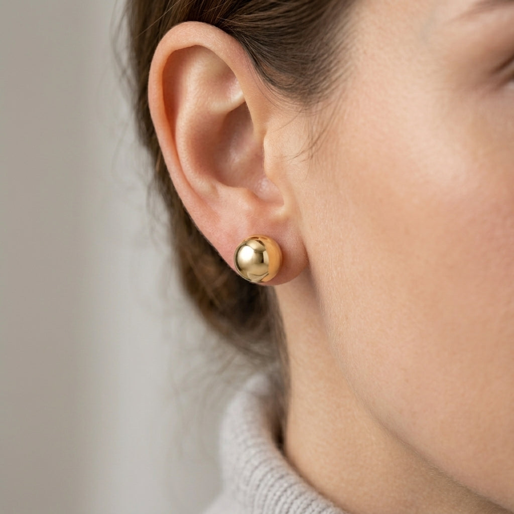 18K Gold High-Polish Ball Stud Earrings