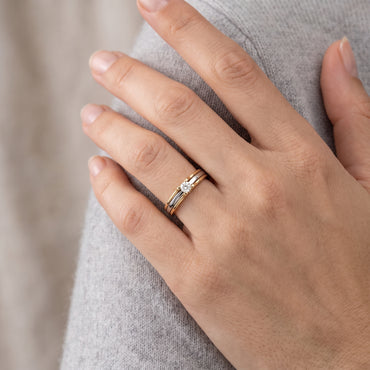 18K Two-Tone Gold Solitaire Diamond Ring