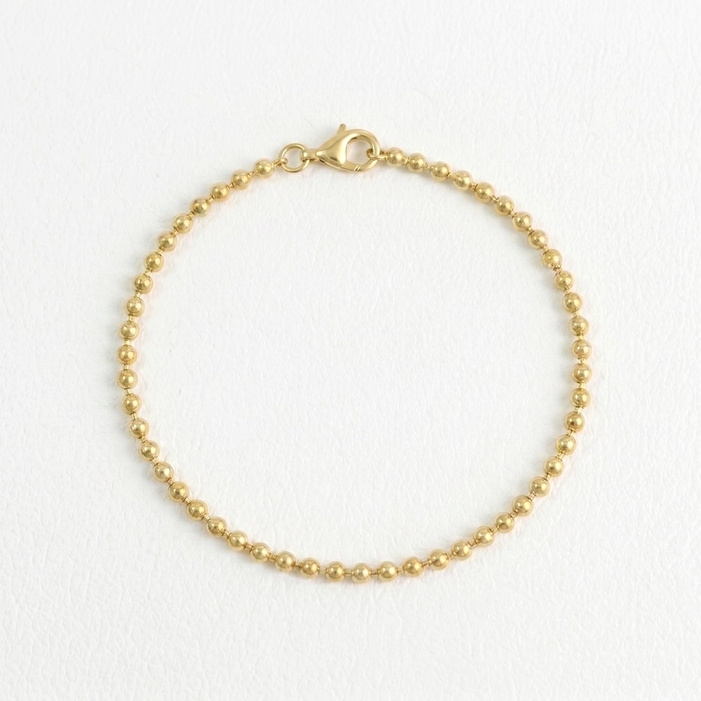 18K Gold Diamond-Cut Ball Bead Chain Bracelet