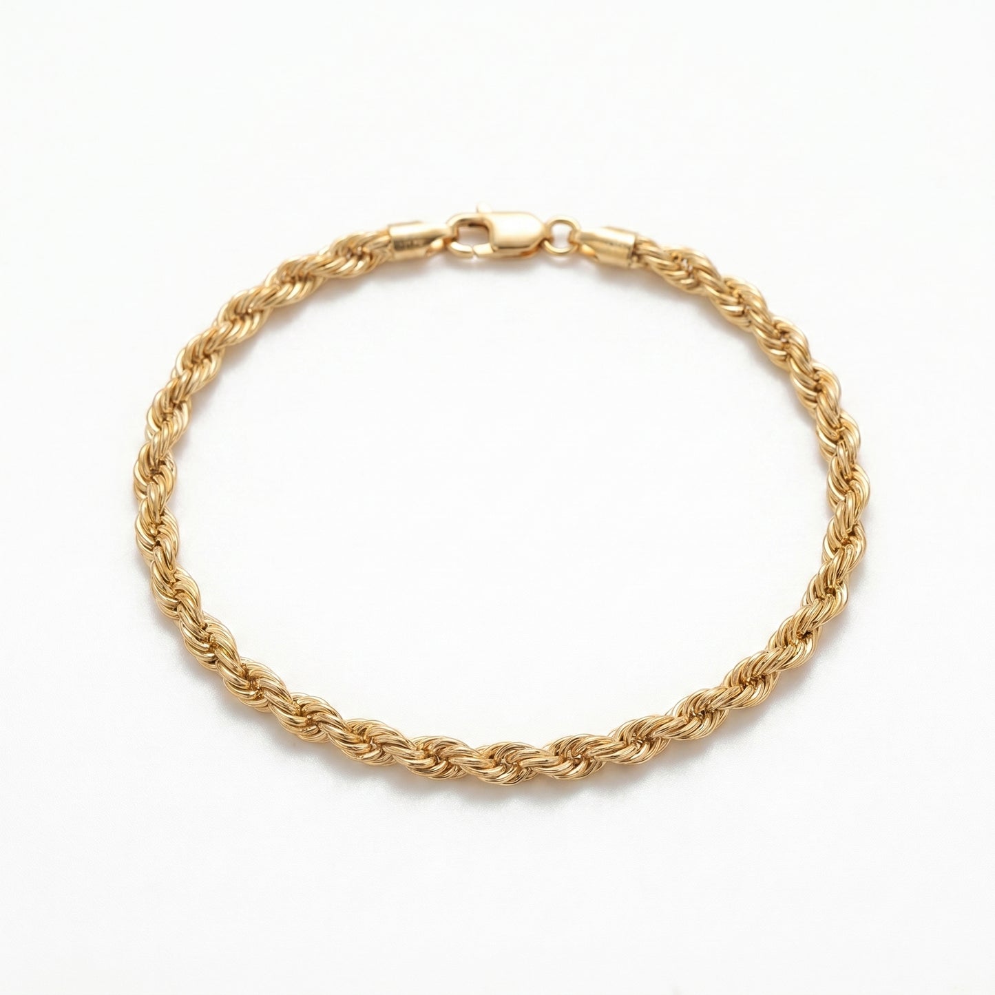 18K Solid Gold Rope Chain Bracelet