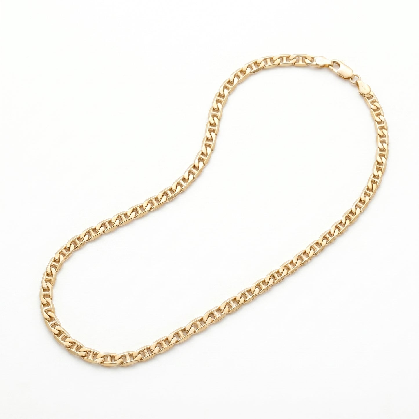 18K Solid Gold Box Link Chain Necklace