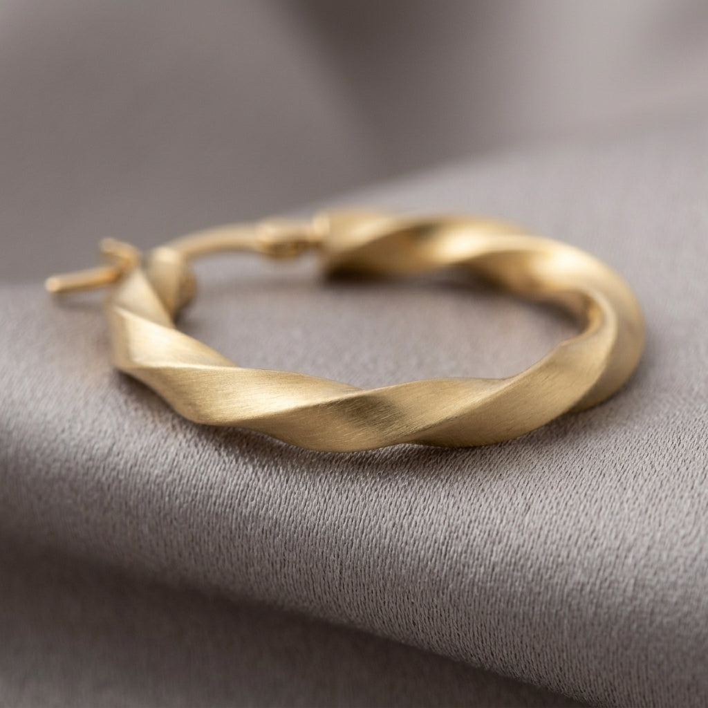 18K Gold Twisted Rope Hoop Earrings