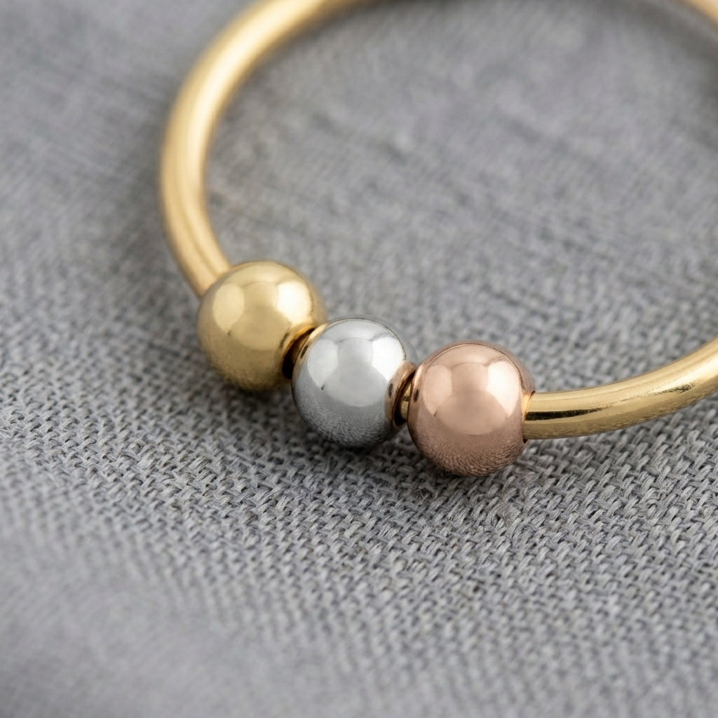 18K Tri-Color Gold Mini Hoop Earrings