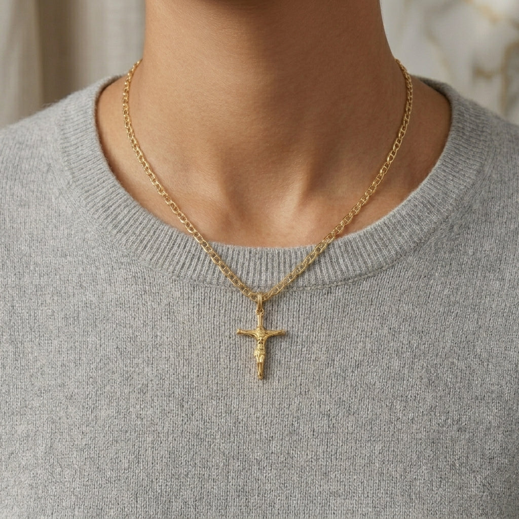 18K Gold Mid-Size Jesus Head Pendant