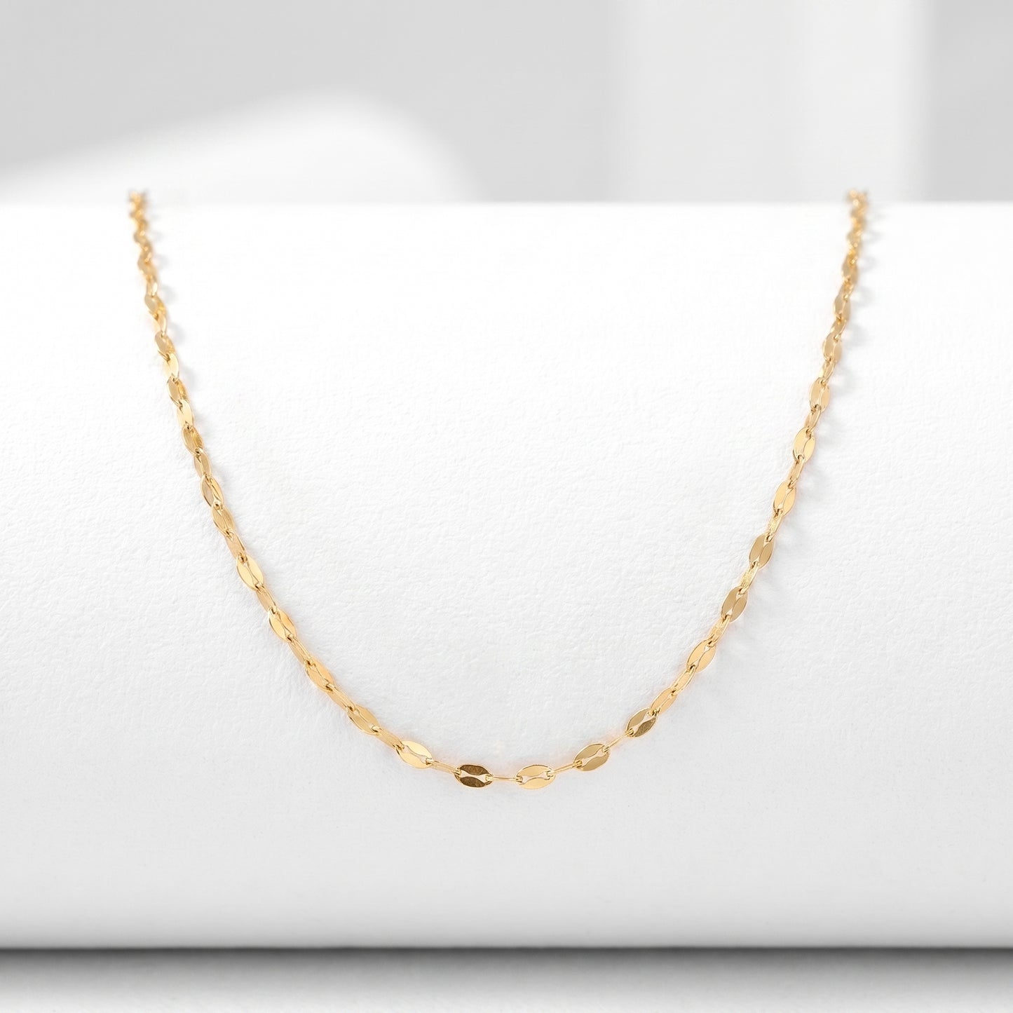 18K Solid Gold Italian Popcorn Link Chain Necklace