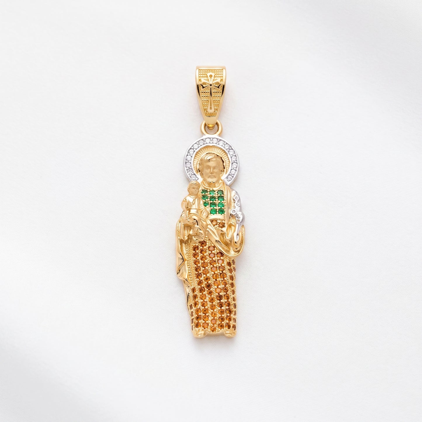 18K Solid Gold Large St. Jude Thaddeus (San Judas) Pendant