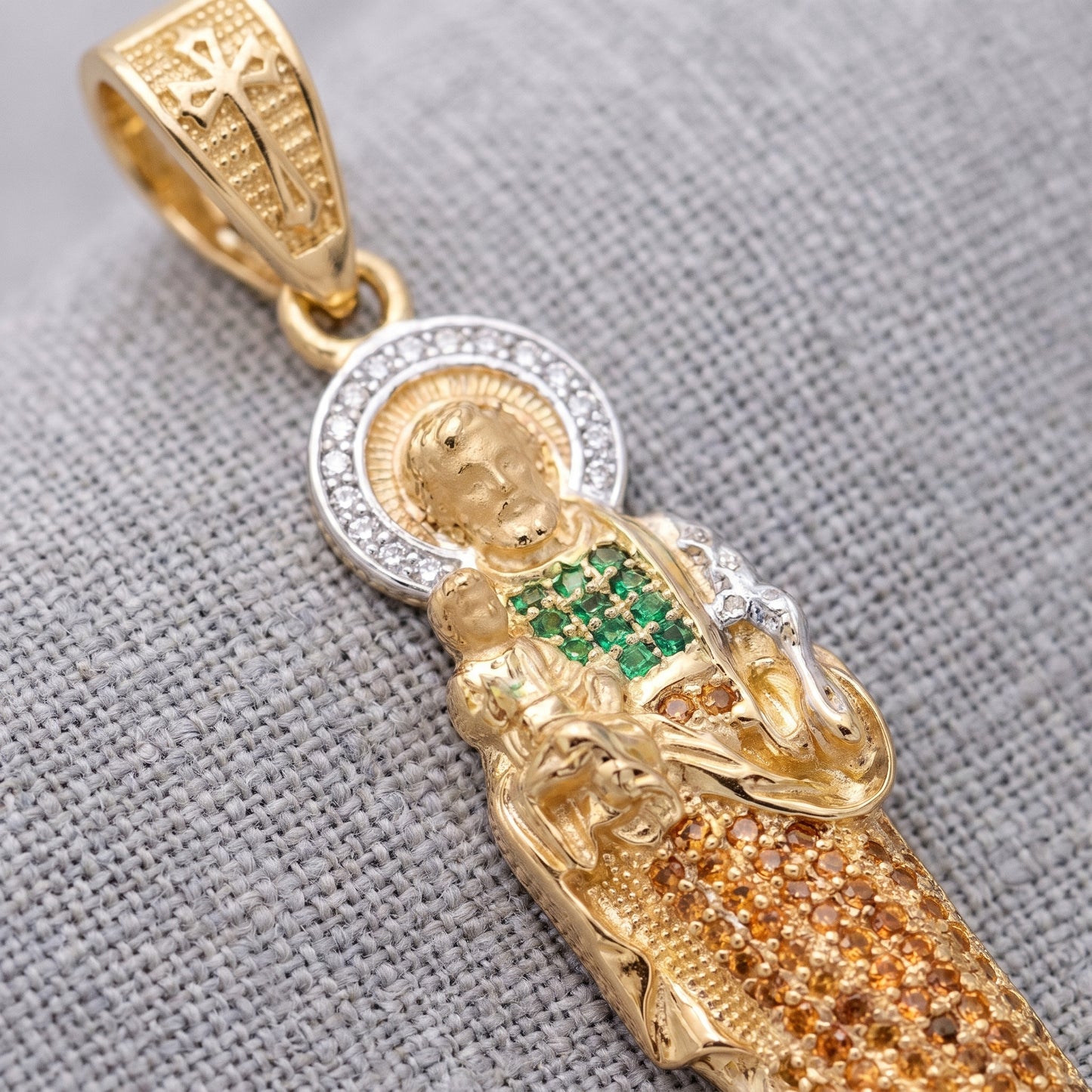 18K Solid Gold Large St. Jude Thaddeus (San Judas) Pendant