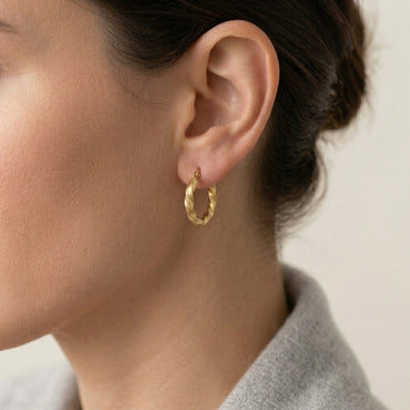18K Gold Twisted Rope Hoop Earrings