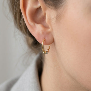 18K Tri-Color Gold Mini Hoop Earrings