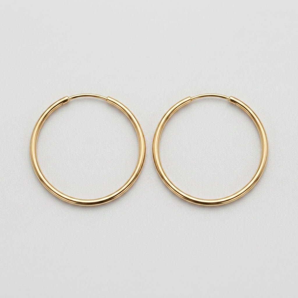 18K Gold Safety Pin Mini Hoop Earrings