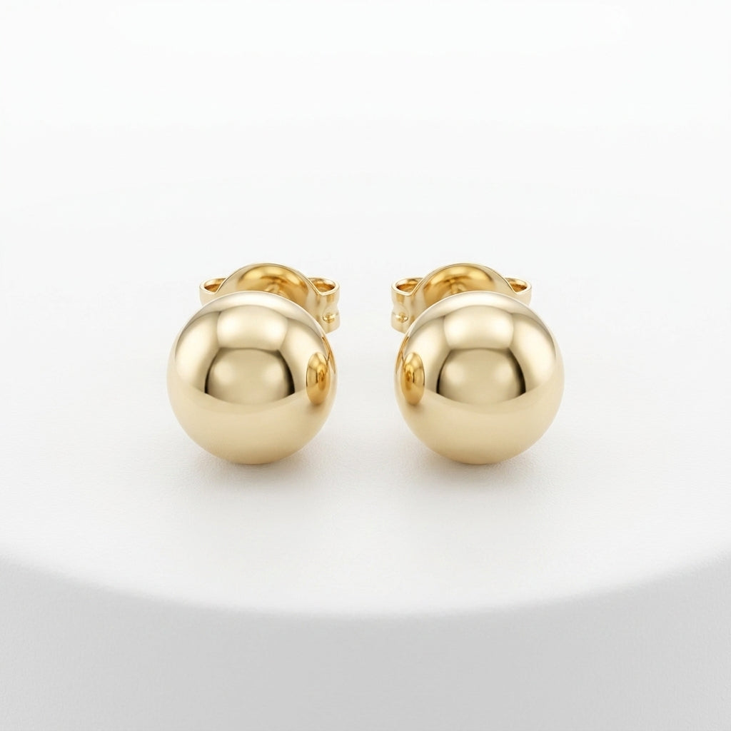 18K Gold High-Polish Ball Stud Earrings