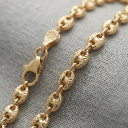 18K Gold Diamond-Cut GCC Italian style Marina Chain Bracelet