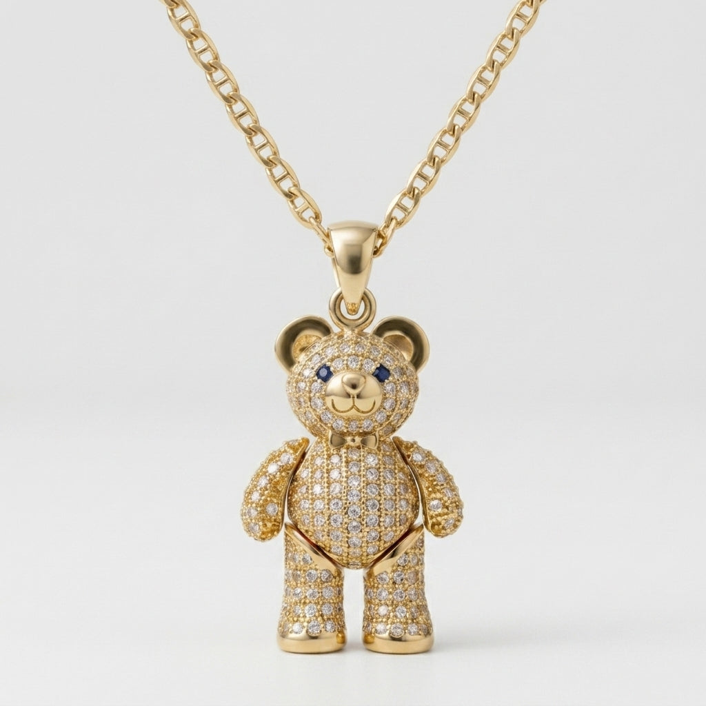18K Gold Teddy Bear Pendant
