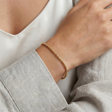 18K Gold Diamond-Cut Ball Bead Chain Bracelet