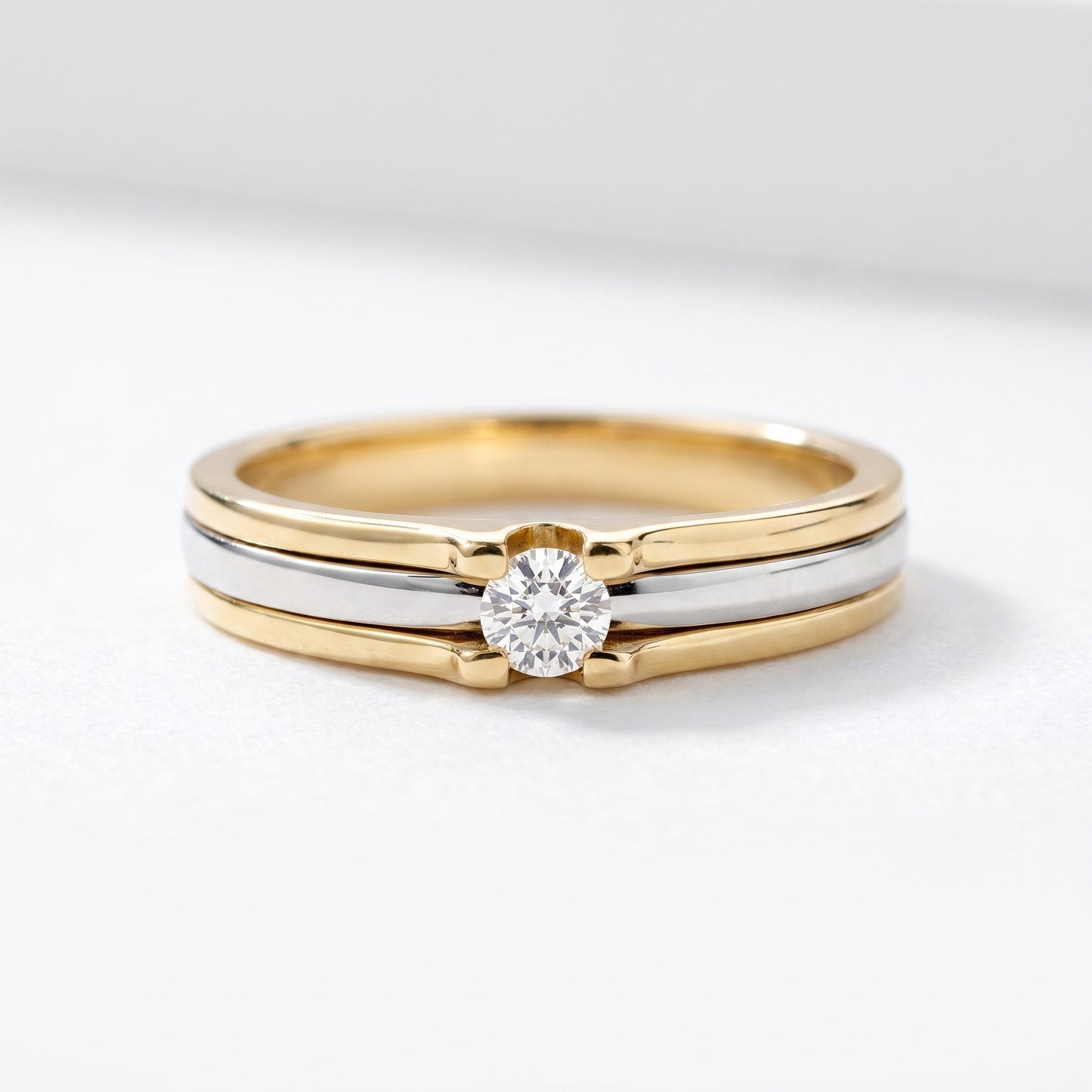 18K Two-Tone Gold Solitaire Diamond Ring