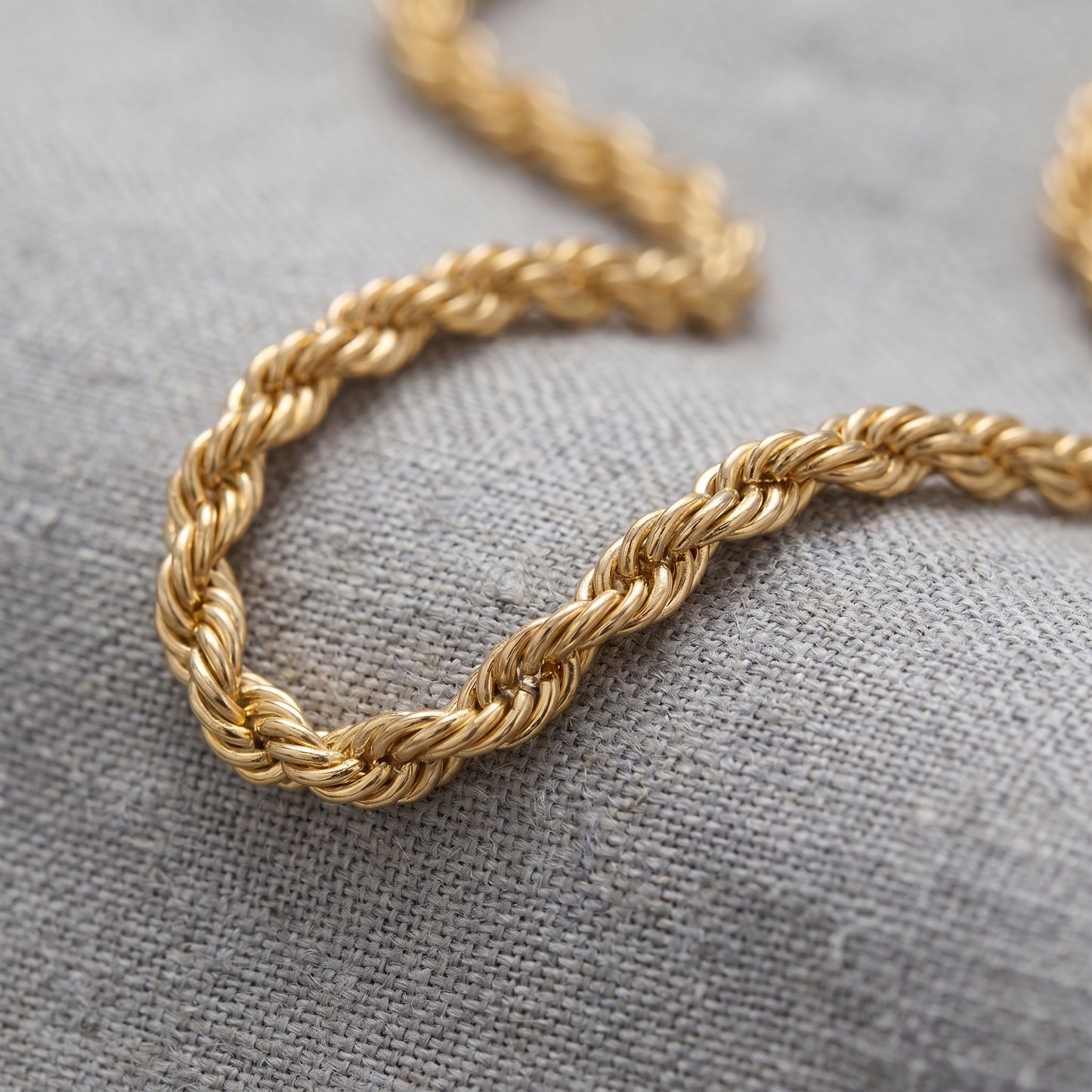 18K Solid Gold Rope Chain Necklace
