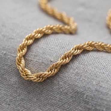 18K Solid Gold Rope Chain Necklace