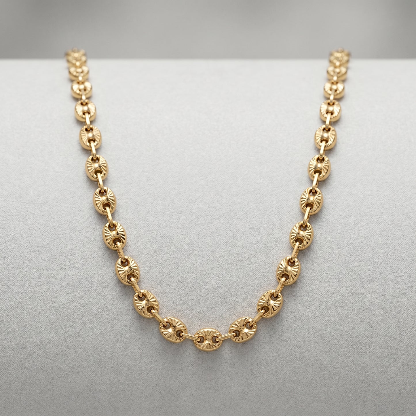 18K Gold Diamond-Cut GCC Italian Style Marina Chain Necklace