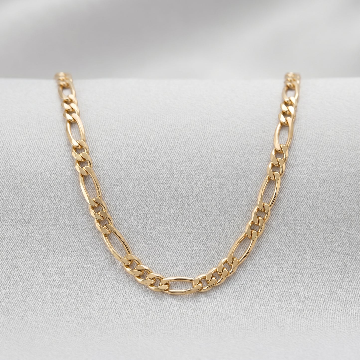 18K Solid Gold Figaro Link Chain Necklace