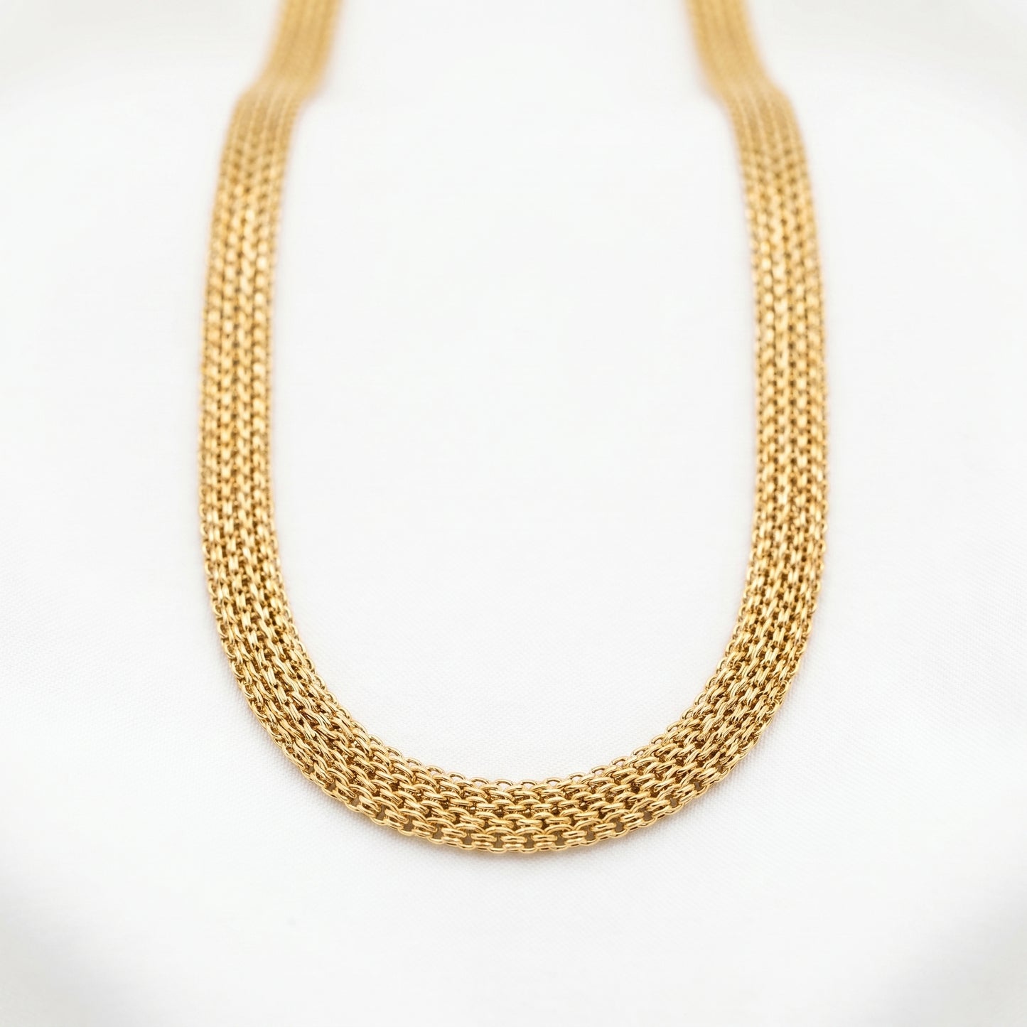 18K Solid Gold Wheat Spiga Chain Necklace