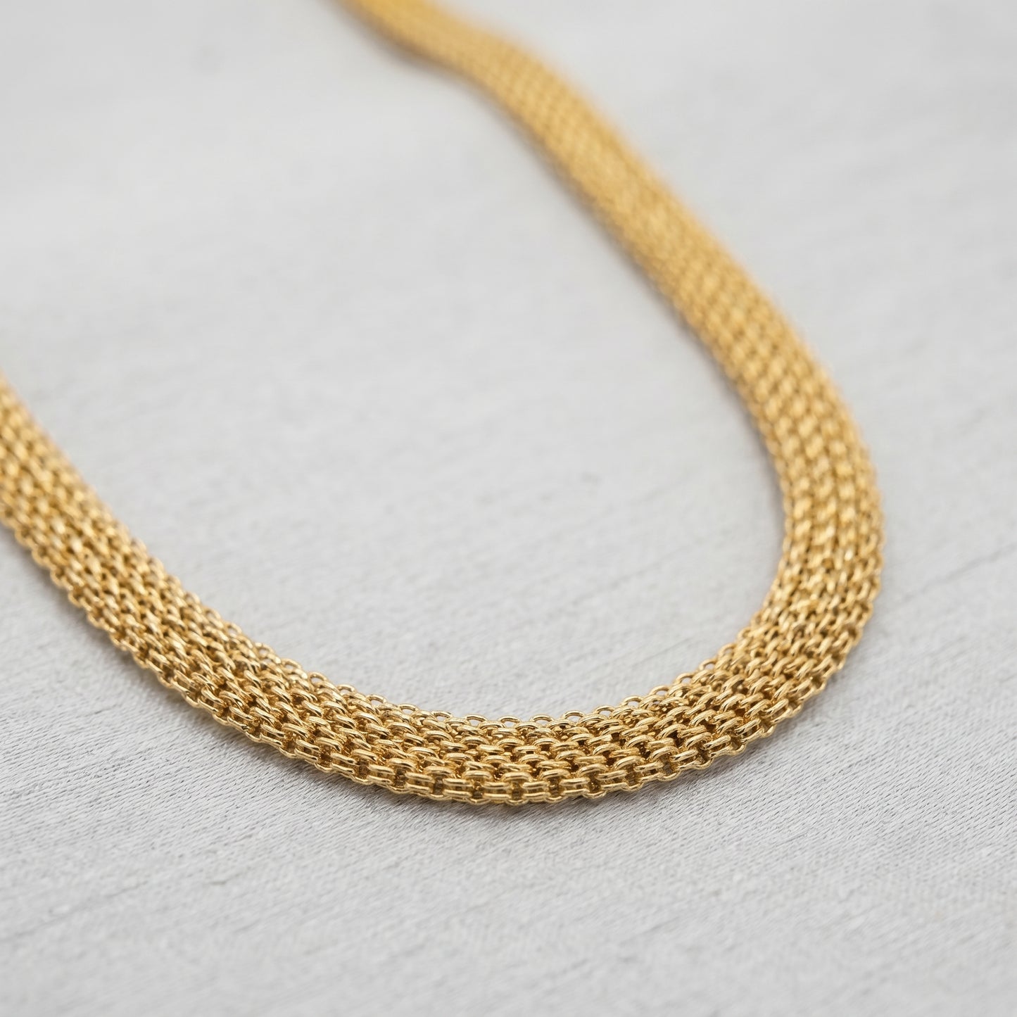 18K Solid Gold Wheat Spiga Chain Necklace