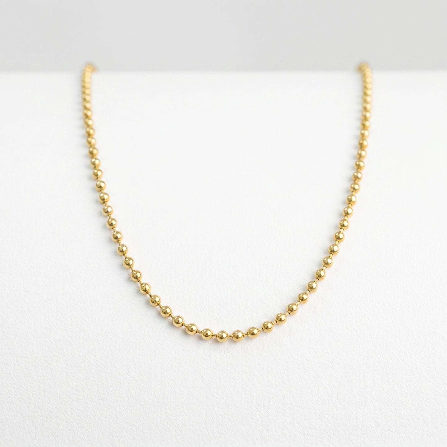 18K Solid Gold Ball Bead Chain Necklace