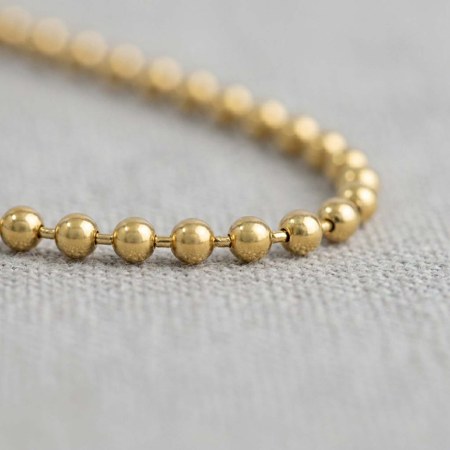 18K Solid Gold Ball Bead Chain Necklace