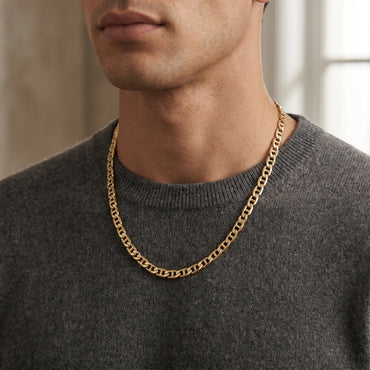 18K Solid Gold Box Link Chain Necklace