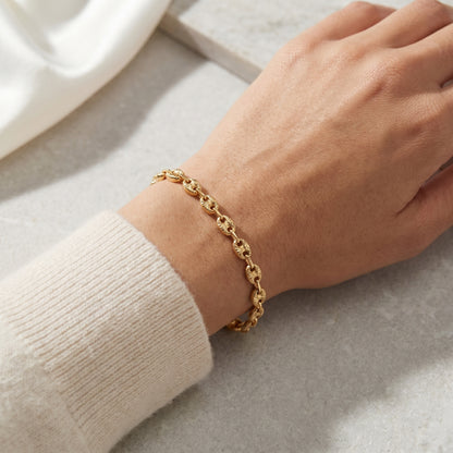 18K Gold Diamond-Cut GCC Italian style Marina Chain Bracelet