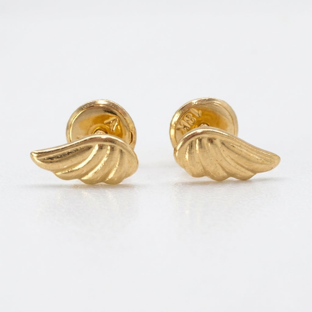 18K Gold Mini Angel Wing Stud Earrings