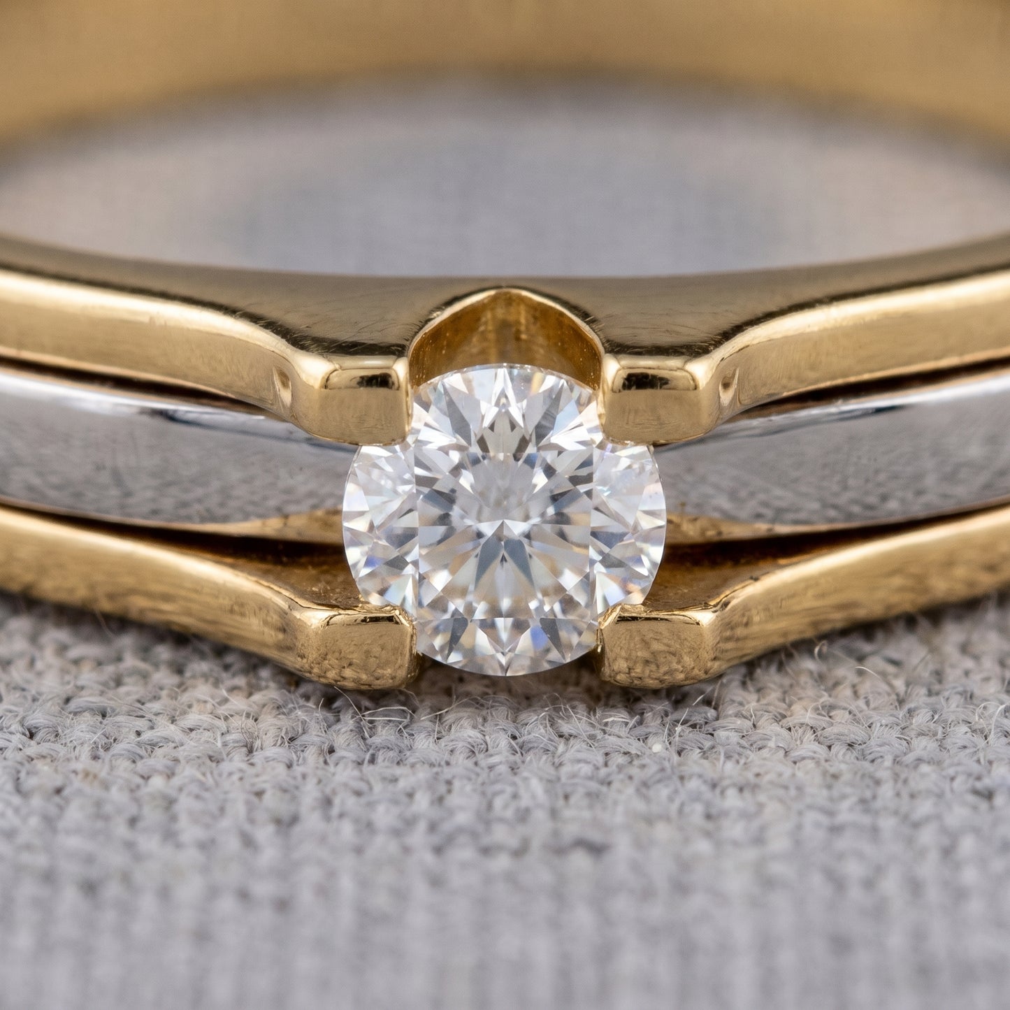 18K Two-Tone Gold Solitaire Diamond Ring