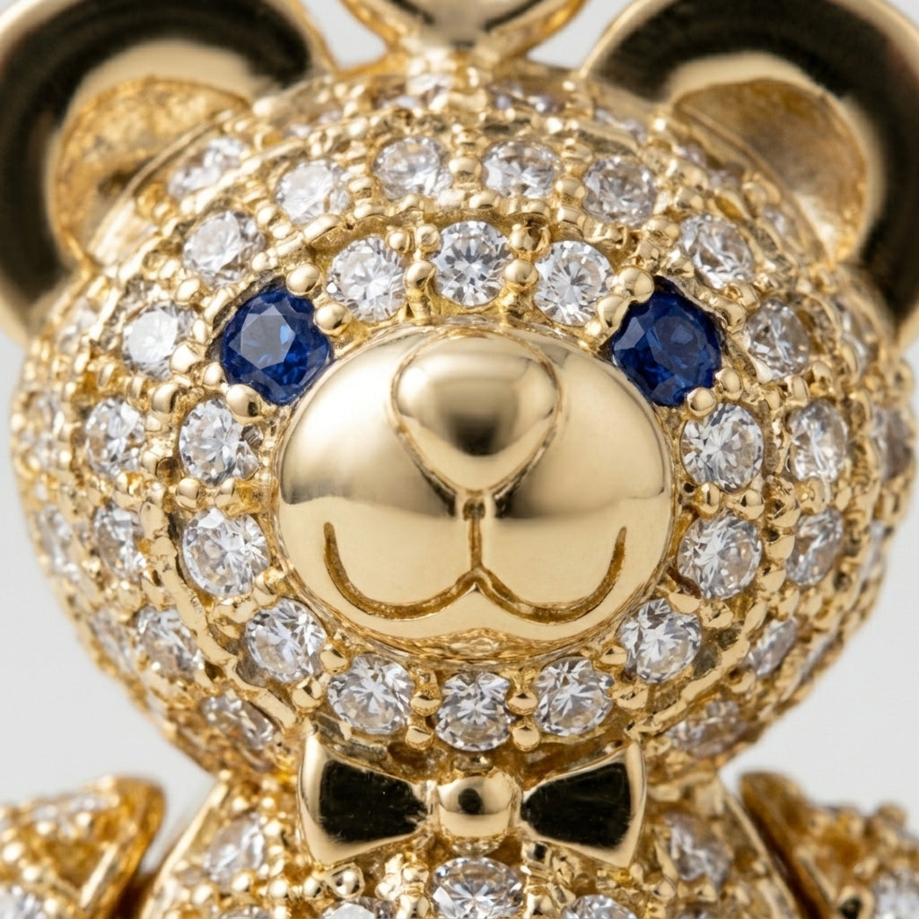 18K Gold Teddy Bear Pendant